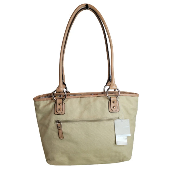 Giani Bernini Khaki Tan Canvas Shoulder Tote Hand Bag NEW with Tags - Picture 2 of 14